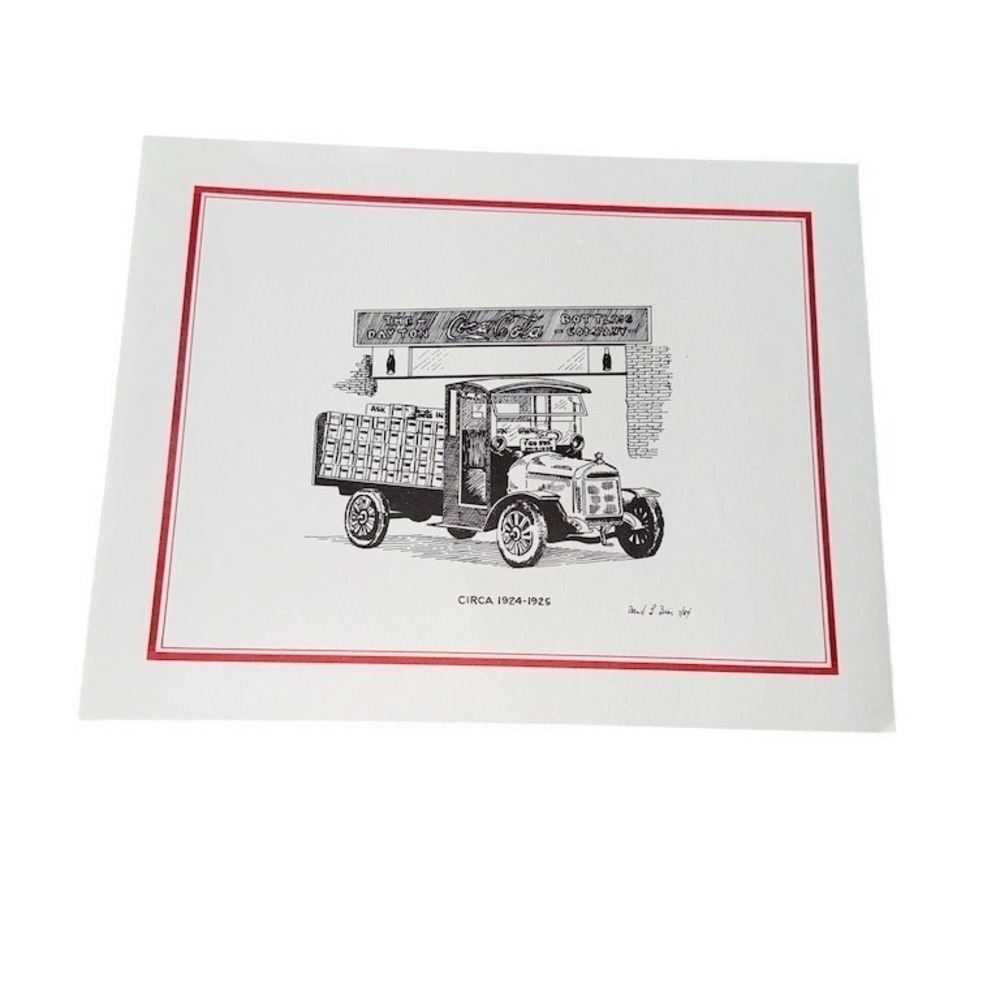 Coca Cola ERTL Vintage Delivery Truck Print Circa 1924-1925 Red Border 14x11‎